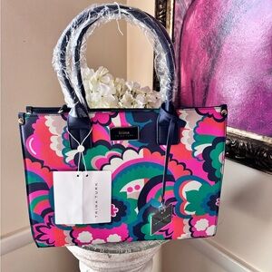 TRINA TURK FLORAL CLOUD PRINTED MIDSIZE SATCHEL NEW WITH TAGS